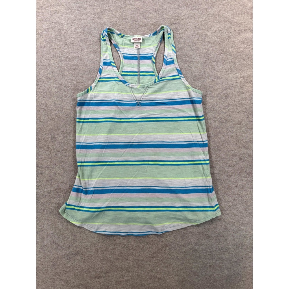 Mossimo Supply Co Tank Top Womens Small Green Blue Striped Racerback Sleeveless